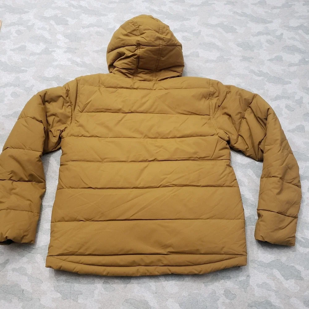 Carhartt Puffer Jacket Mens Small Green Tan Loose Fit Rain Defender‎ Zip Hooded